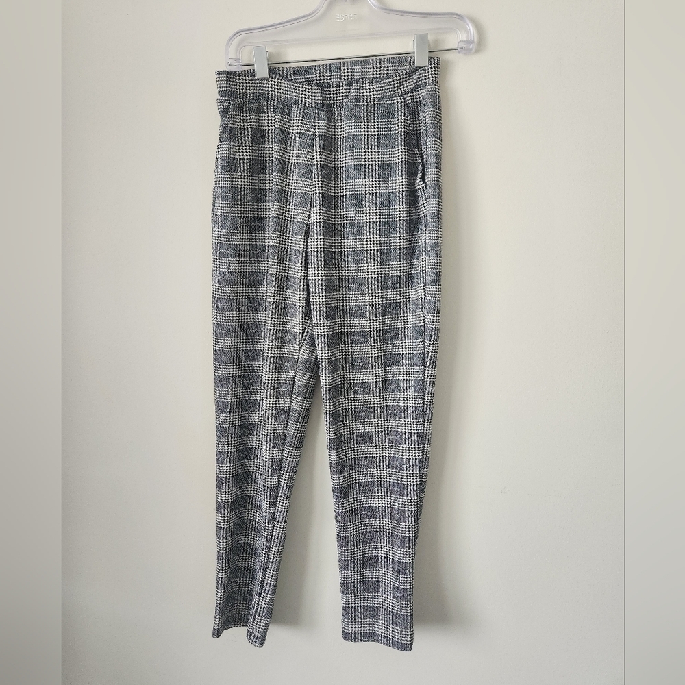 CHARLOTTE RUSSE | Dark academia pull on pants houndstooth black white plaid sz M